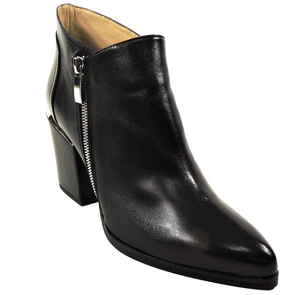 ALESSANDRO DI MARIA 🇮🇹 WOMEN'S BLACK LEATHER ANKLE SPRING BOOTIE - Picture 7 of 8